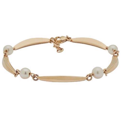 Image of Siersbøl 14 karat guld banan med perle armbånd med blank overflade